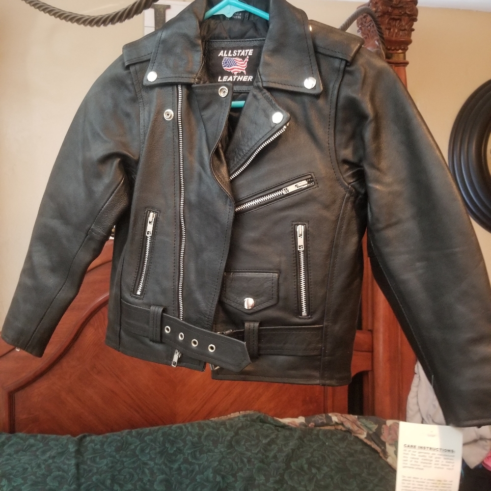 Allstate leather jacket child toddler large black